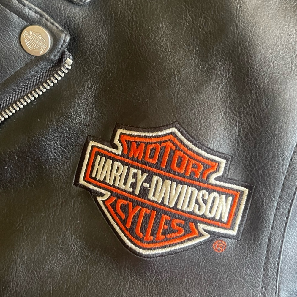 Harley Davidson Jacket Youth Leather Size 14 Biker Unisex - Picture 6 of 8
